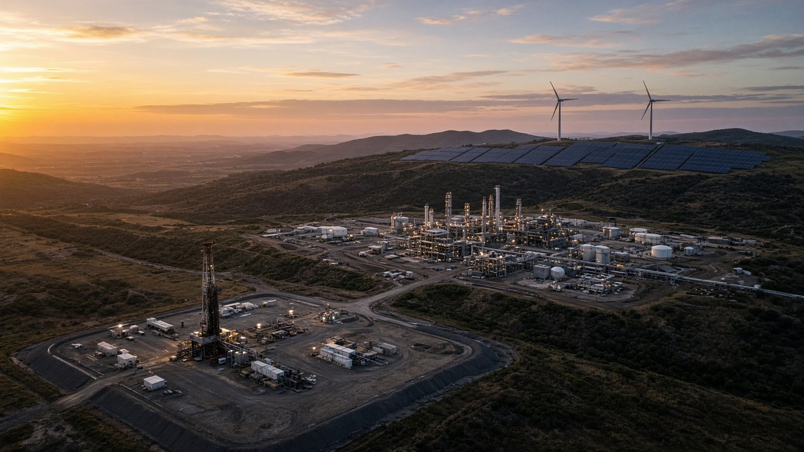 Integrated campus of drilling, plant and energy systems