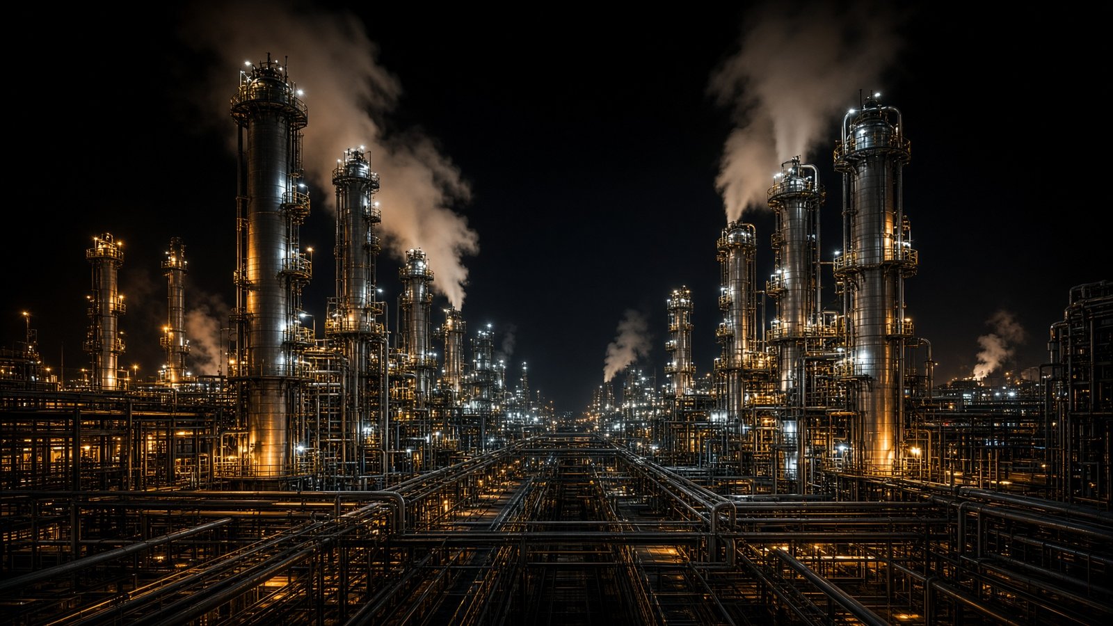 Process plant at night