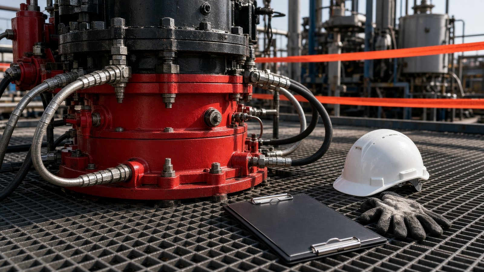 BOP stack prepared for a pressure test